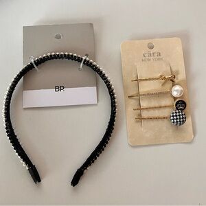 CARA Stylish Gold hairpins & BP Headband with Pearls